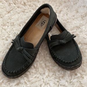 Ugg Black Suede Moccasin Loafer Flat